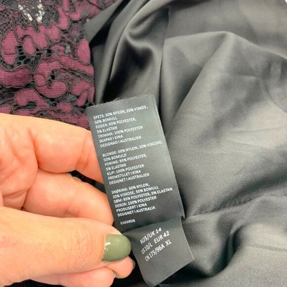 Bardot Taegen Lace Midi Dress Wine Black Size 10 NWOT $139 MSRP - Picture 8 of 11